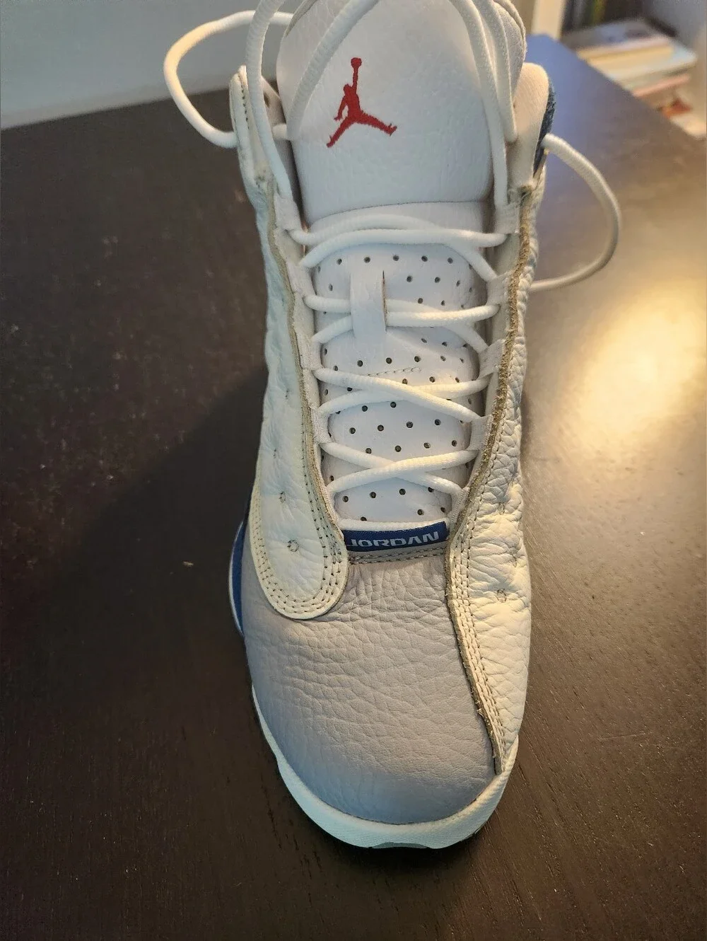 Jordan 13 Retro, French White, Blue & Gray Basketball Sneakers. Excellent Cond